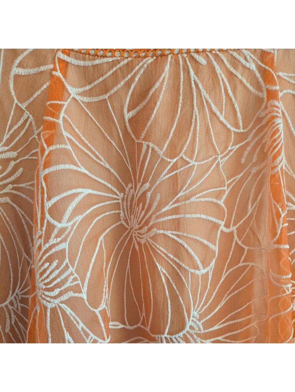 Moulinette Soeurs Anthropologie Dress Size 8 Orange Floral Embroidered Boho - Picture 5 of 9